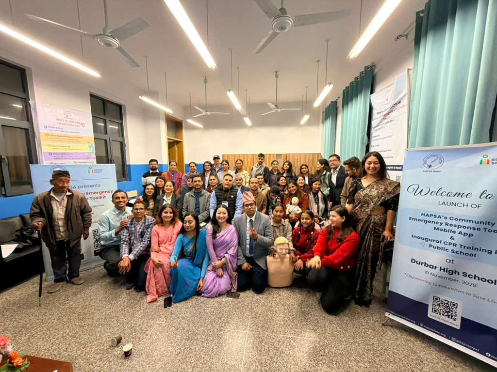 हाप्सा नेपालद्वारा ‘सीइआरटी’ एप सार्वजनिक, दरबार हाई स्कुलमा सिपीआर-चोकिंग प्राथमिक उपचार तालिम