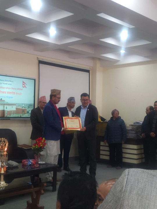 नाडा र नाडा उपाध्यक्ष राजनबाबु श्रेष्ठ राष्ट्रिय व्यावसायिक प्रशिक्षण प्रतिष्ठानबाट सम्मानित