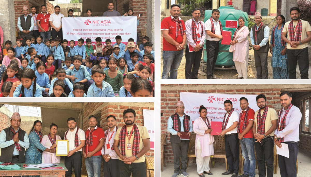 एनआईसी एशिया बैंकद्वारा सुर्खेतको विद्यालयमा पानी ट्यांकी तथा मोटर सहयोग