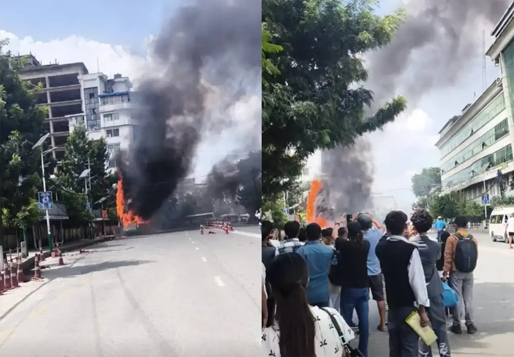 बसमा आगलागीपछि राहदानी सेवा प्रभावित